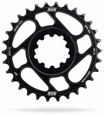 North Shore Billet Variable Tooth Chainring, Direct Mount SRAM, Boost, for Shimano 12 speed drivetrain, Black